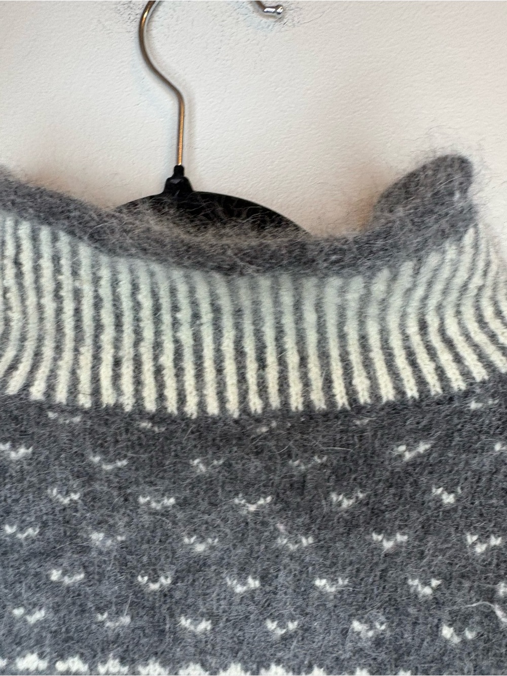 Vintage Lord & Taylor M Lambswool Angora Fair Isle Mock Neck Sweater UK - Picture 10 of 10